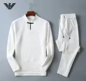 Tracksuit armani jogging homme sport long sleeves trousers 2piece blanc